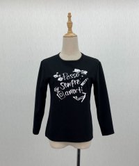 Happy iconイラストTシャツ（七分袖Tシャツ）《黒》[Toilette（トワレ）]