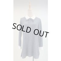 ダブルカラー白襟ニットチュニック《グレー》[Toilette（トワレ）]