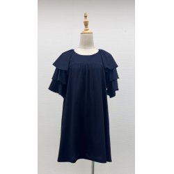 画像1: お袖がティアードチュニック《紺》[Toilette（トワレ）]