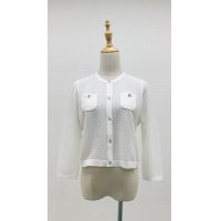 メッシュ7分袖カーディガン《オフ》[Toilette（トワレ）]