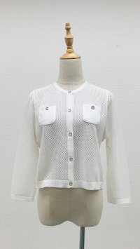 メッシュ7分袖カーディガン《オフ》[Toilette（トワレ）]