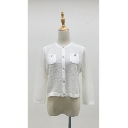 画像1: メッシュ7分袖カーディガン《オフ》[Toilette（トワレ）]