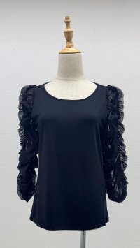 ☆ゴージャス、ギャザースリーブインナー☆《黒》[Toilette（トワレ）] 