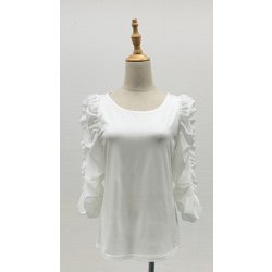 画像1: ☆ゴージャス、ギャザースリーブインナー☆《オフ》[Toilette（トワレ）] 