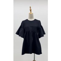☆お袖たっぷりフレアブラウス☆《黒》[Toilette（トワレ）]