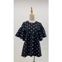 画像1: ☆お袖たっぷりフレアブラウス☆《水玉プリント》[Toilette（トワレ）]