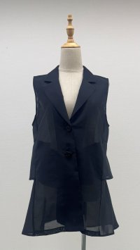 シアージレ、テーラーカラー＆バックフリル《黒》[Toilette（トワレ）]