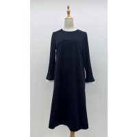 ☆お袖配色フリルワンピース☆《黒》[Toilette（トワレ）] 