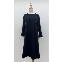 画像1: ☆お袖配色フリルワンピース☆《黒》[Toilette（トワレ）] 