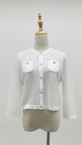 画像: メッシュ7分袖カーディガン《オフ》[Toilette（トワレ）]
