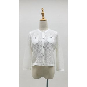 画像: メッシュ7分袖カーディガン《オフ》[Toilette（トワレ）]