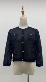 画像: メッシュ7分袖カーディガン《黒》[Toilette（トワレ）]