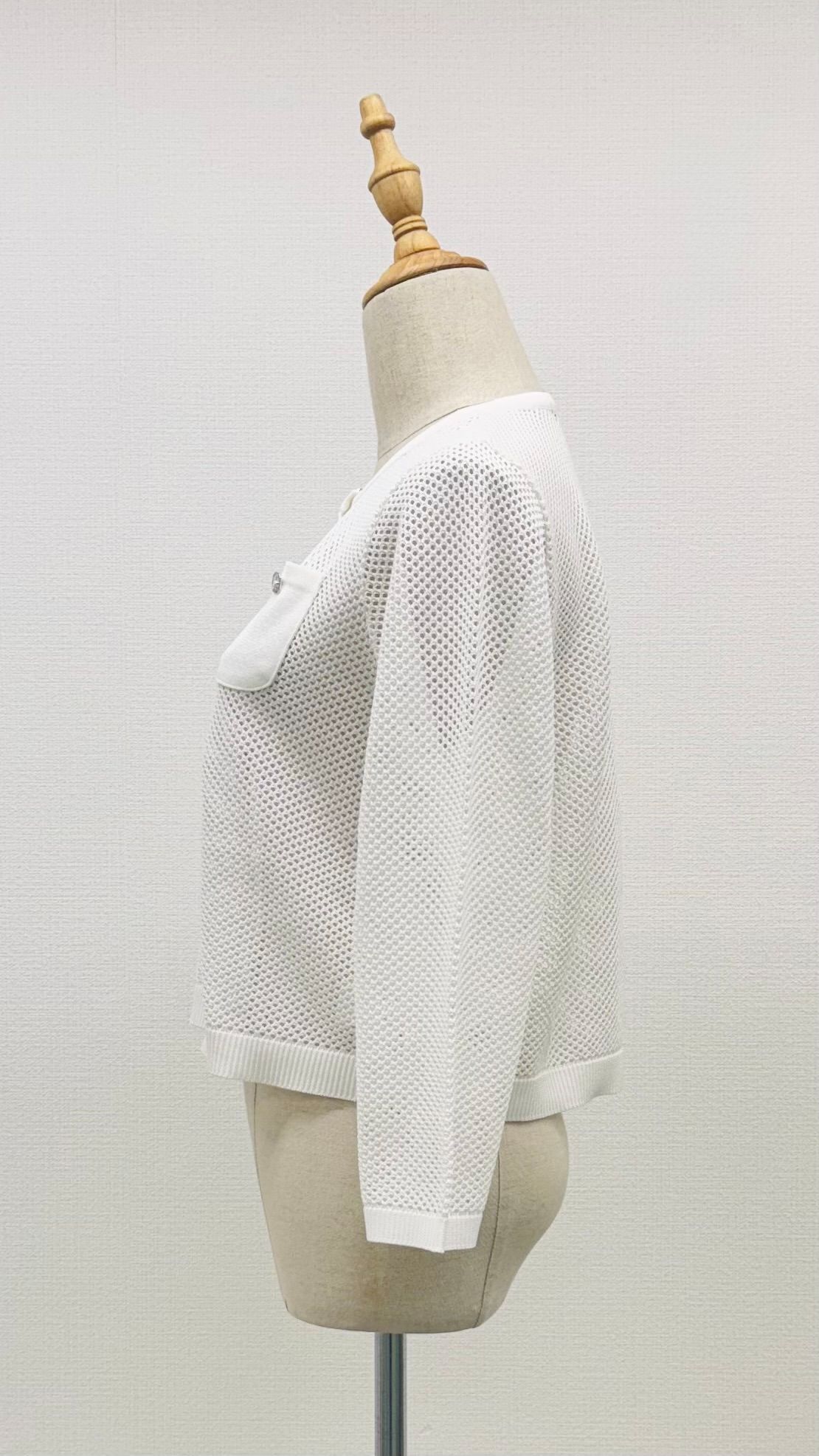 画像: メッシュ7分袖カーディガン《オフ》[Toilette（トワレ）]