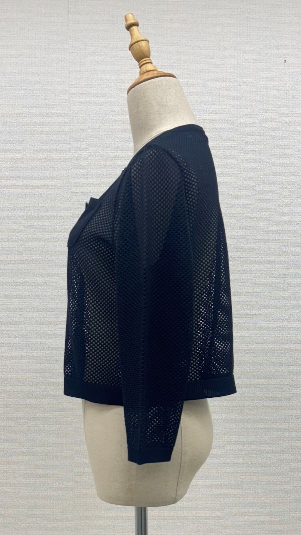画像: メッシュ7分袖カーディガン《黒》[Toilette（トワレ）]